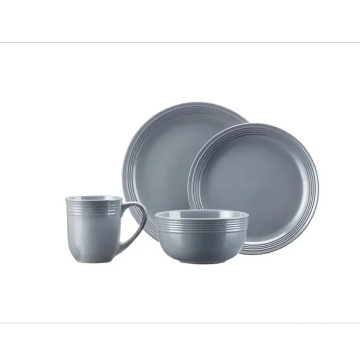 Chiara 16-Piece Stoneware Gray Dinnerware Set