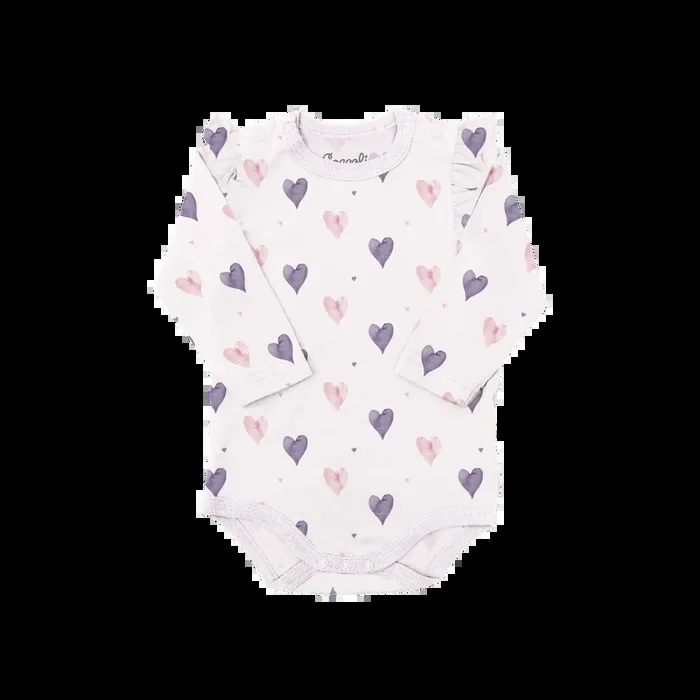 COCCOLI Modal Romper – Hearts on Light Pink