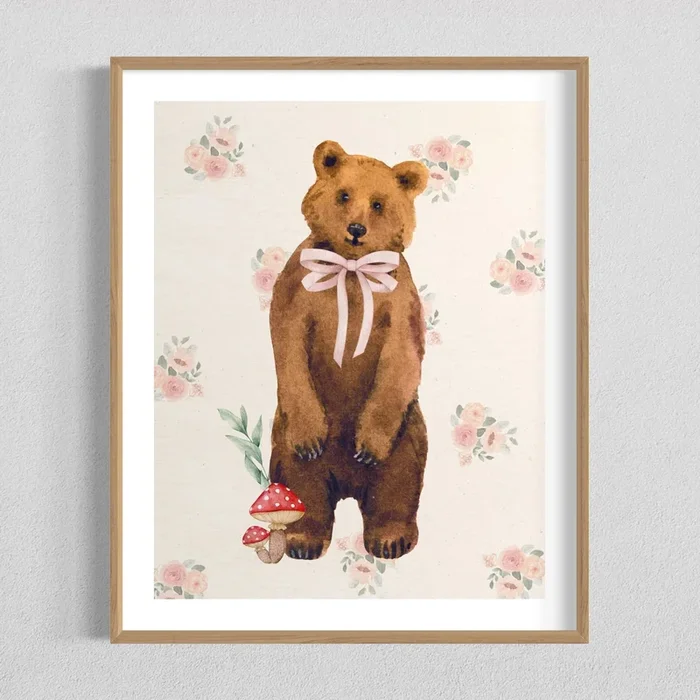 Coco and Blue Vintage Bear Art Print