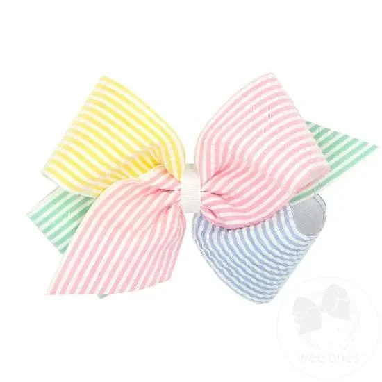 Colorblock Seersucker Bow
