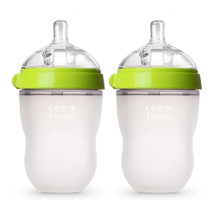 Comotomo Silicone 8 Ounce Baby Bottle 2 Pack – Green