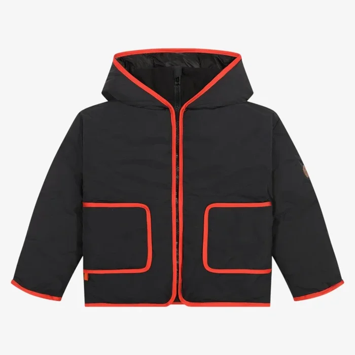 Contrast Stripe Coat – Black & Red