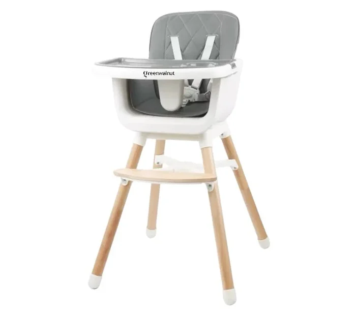 Convertible Baby High Chair With Wooden Legs, Adjustable Tray, and Cushioned Seat | Wooden High Chair