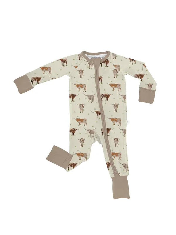 Convertible Zip Pajamas | Longhorn Cows