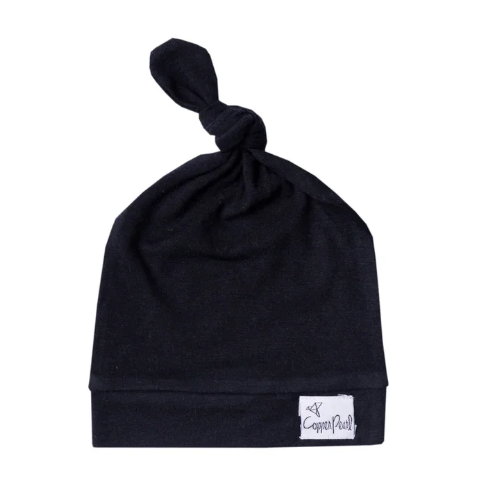 Copper Pearl Newborn Top Knot Hat – Midnight