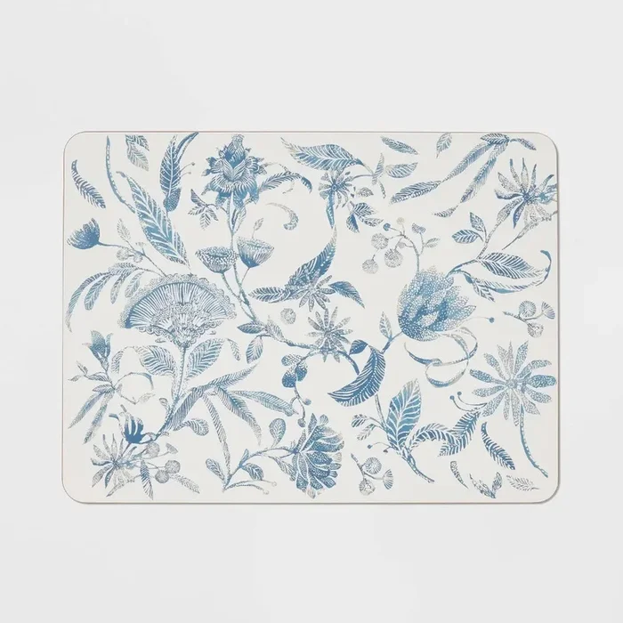 Cork Floral Placemat – Blue
