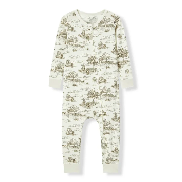 Country Toile Luxe Stretch Zipper Pajama