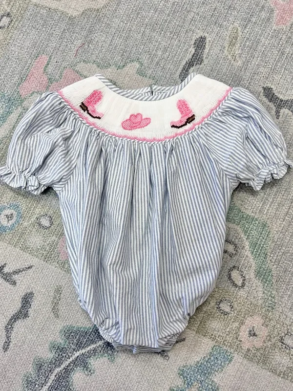 Cowgirl Boots & Hat Smocked Bubble