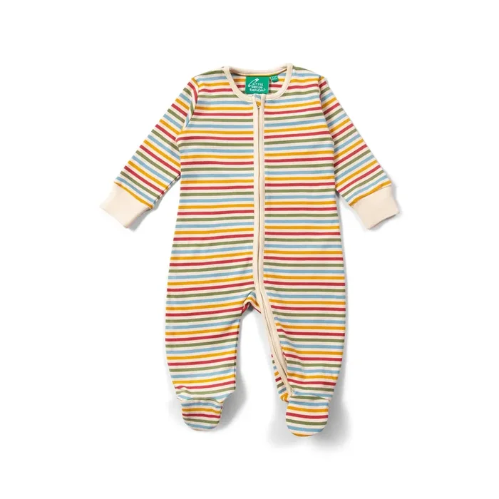 Cream Rainbow Zip Organic Babygrow