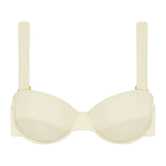 Cream Rib Bustier Bikini Top