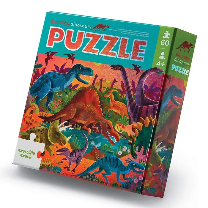 Crocodile Creek 60 Piece Foil Puzzle | Dazzling Dinosaurs