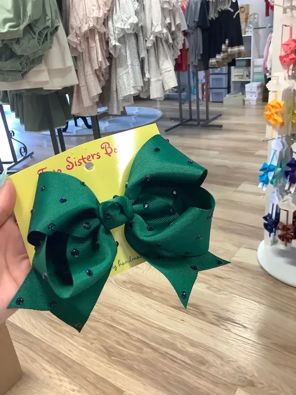 Crystal Bow Forest Green + w/ Navy Crystals