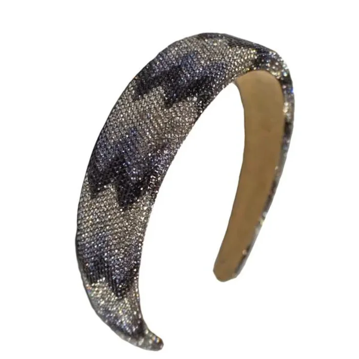 Crystalized Zig-Zag Black & Silver Headband