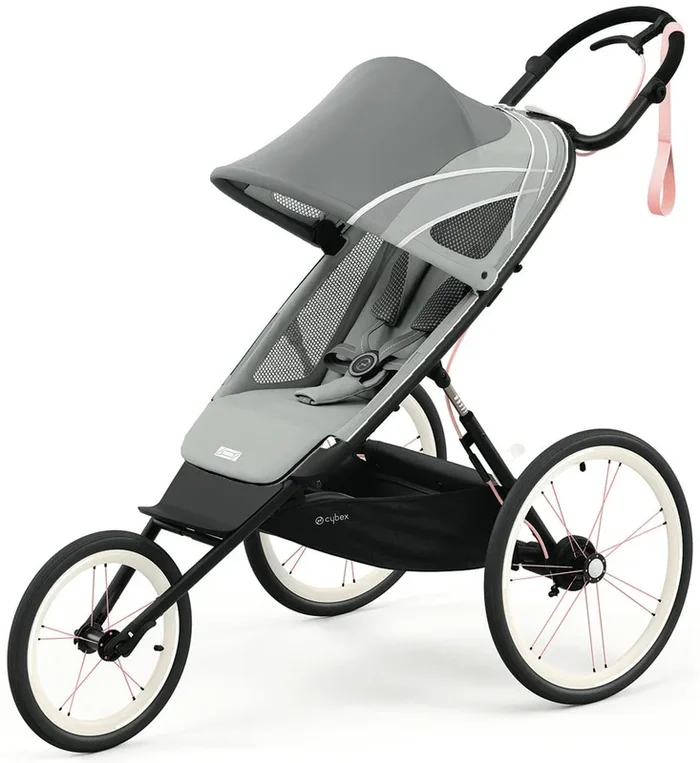 Cybex AVI Jogging Stroller Bundle – Black/Pink Frame + Medal Grey Seat Pack