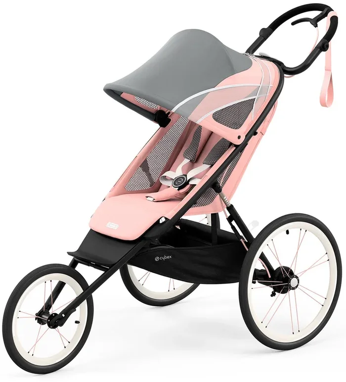 Cybex AVI Jogging Stroller Bundle – Black/Pink Frame + Silver Pink Seat Pack