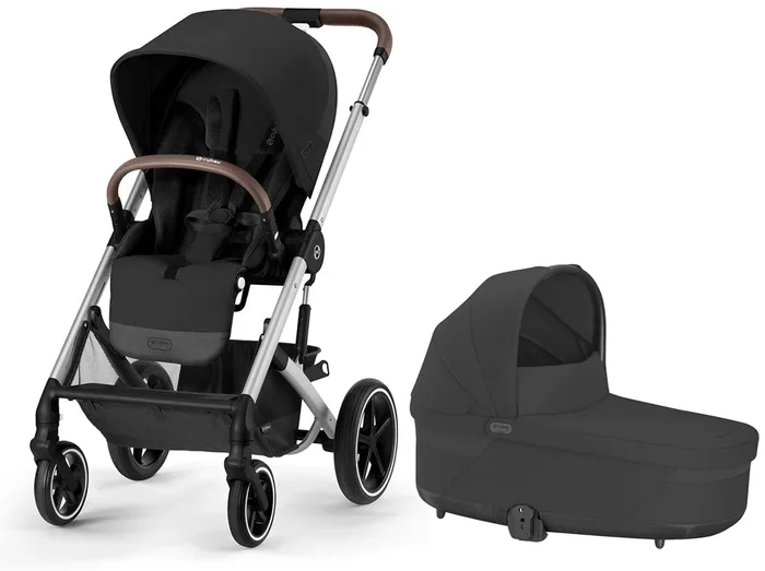 Cybex Balios S Lux 2 Stroller + Cot S Lux 2 Bundle – Silver Frame / Moon Black