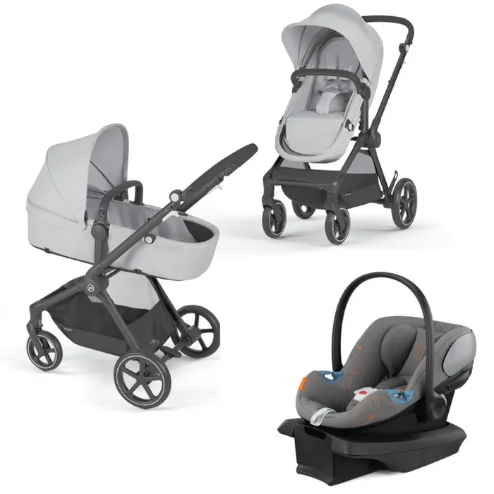 Cybex EOS 5-in-1 Travel System Stroller + Lightweight Aton G Infant Car Seat – Black / Lava Grey