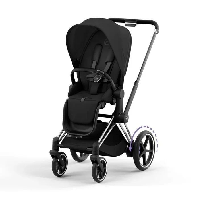 Cybex OPEN BOX ePriam 2 Electronic Assist Stroller (One Box) – Chrome / Black / Sepia Black