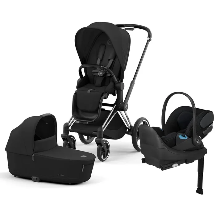 Cybex Priam 4 + Carry Cot + Cloud T Newborn Travel System Bundle – Chrome / Black / Sepia Black / Sepia Black