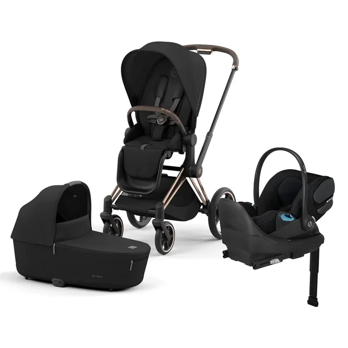 Cybex Priam 4 + Carry Cot + Cloud T Newborn Travel System Bundle – Rose Gold / Sepia Black / Sepia Black