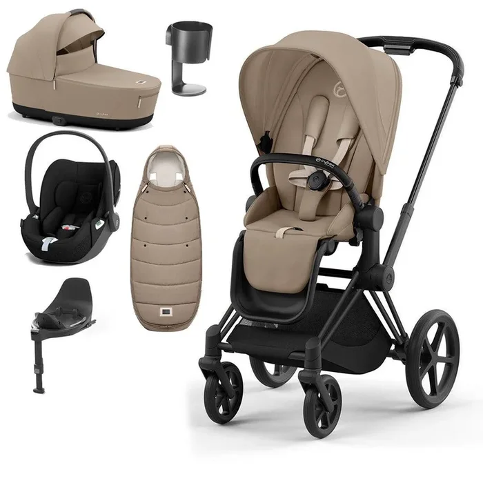 CYBEX Priam Cloud T Premium Travel System – Cozy Beige/Black