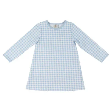 Cypress Row Blue Gingham Susie Swing Longsleeve Dress