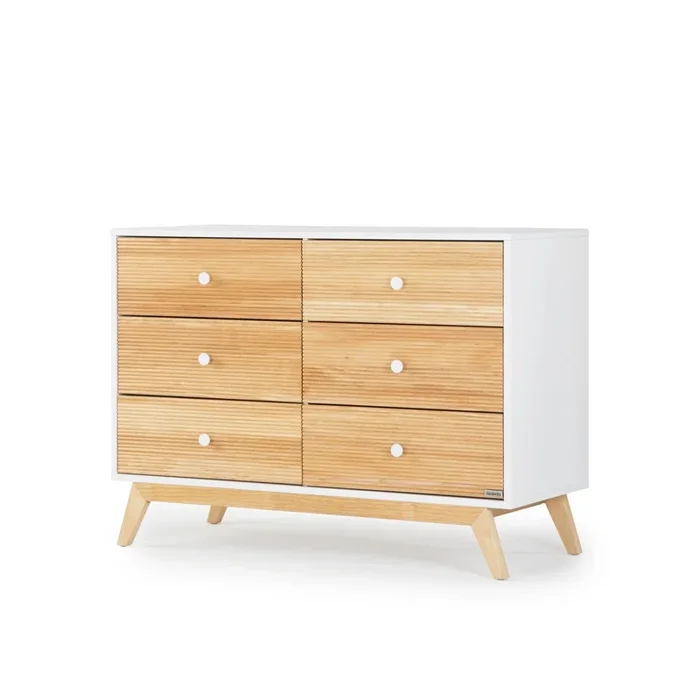 dadada Merry 6-Drawer Dresser in White/Natural