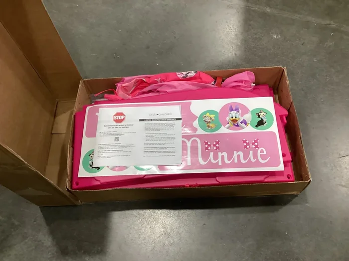 Delta Children – Disney Minnie Mouse Plastic Sleep and Play Toddler Bed with Tent, Pink (See Description)