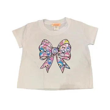 Doll Bow Print Tee | White