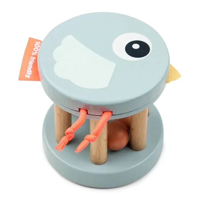 Done By Deer Wooden Bell Rattle Birdee Blue