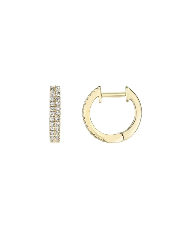Double Diamond Huggie Earrings