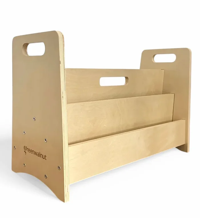 Double-Sided Wooden Montessori Bookshelf for Kids | Book Storage for Kids