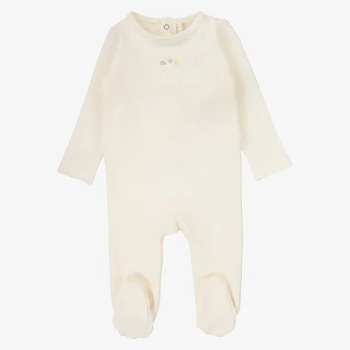 Dreamy Graphic Footie – Winter White & Slate