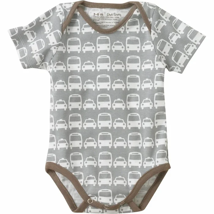 DwellStudio Cars Grey Short Sleeve Bodysuit 3-6 Mo.