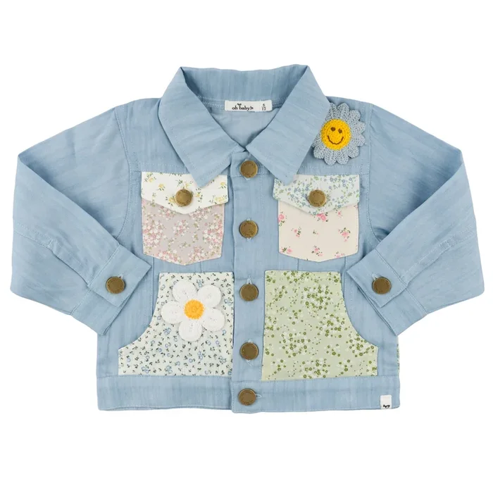 Dylan Lyocell Denim Jacket – Flower Field – Light Wash