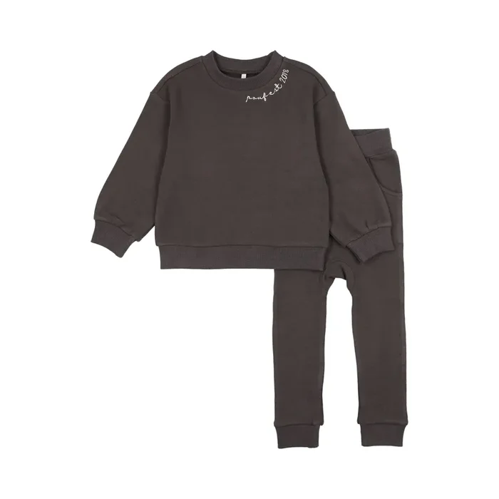 Embroidered Set- Dark Grey