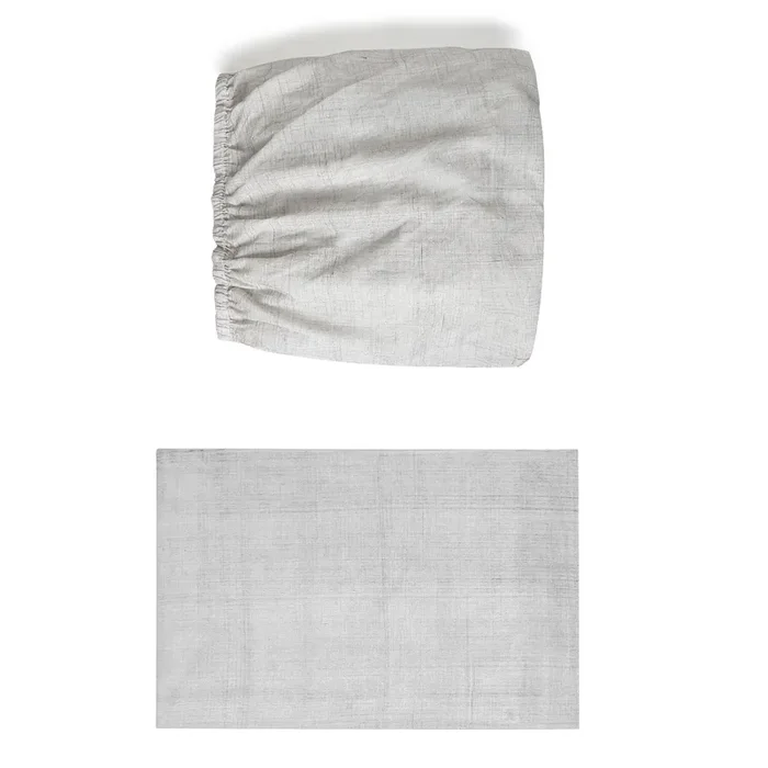 ERAWAN GREY BRUSHSTROKE FITTED TWIN SHEET + PILLOWCASE SET