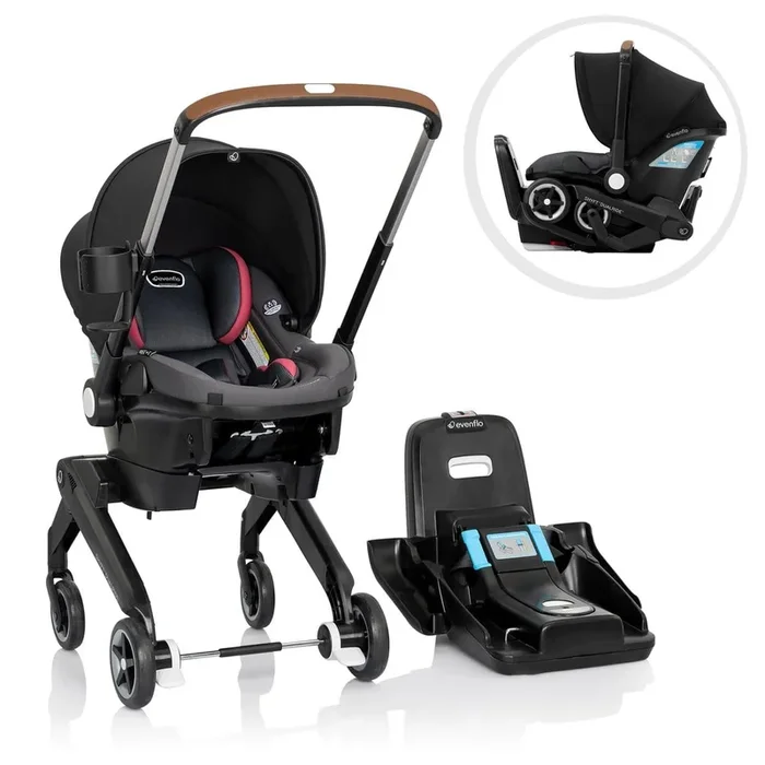Evenflo Shyft DualRide Infant Car Seat Stroller Combo with Carryall Storage – Sylva Pink