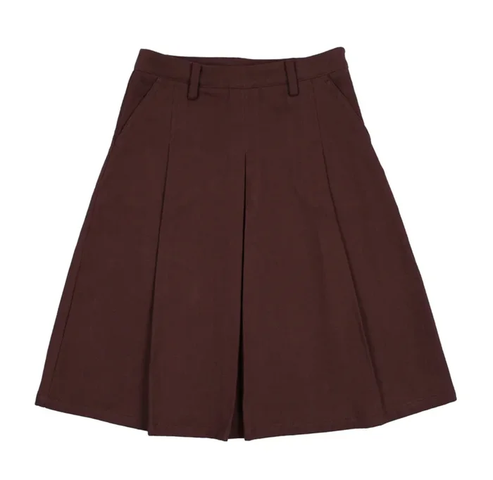 Farren And Me Washed Burgundy Denim Pleated Skirt