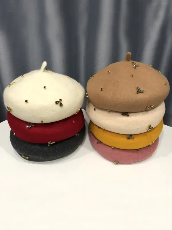 Feelin’ Regal Bejeweled Wool Beret Hat