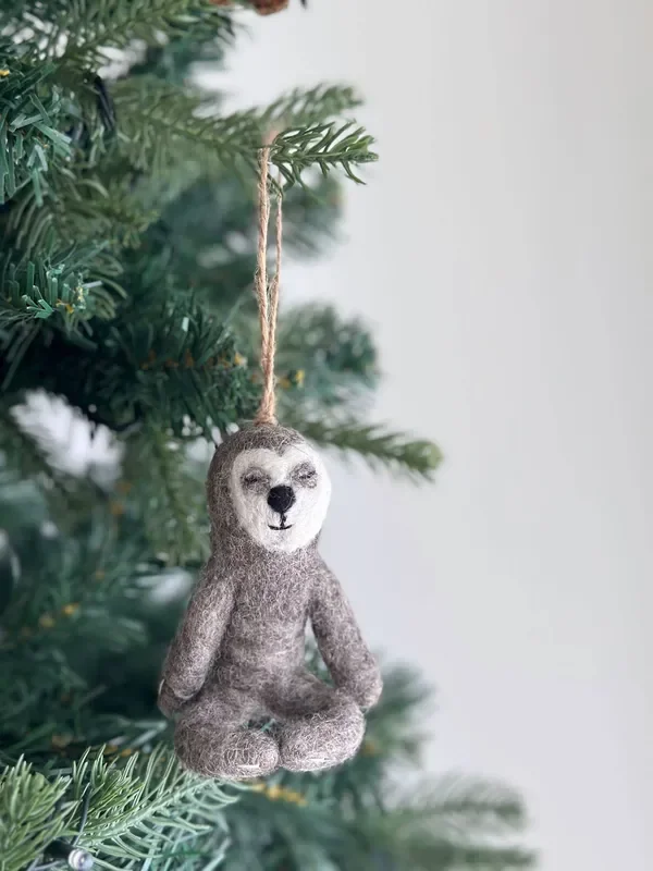 Felt Yoga Sloth Ornament