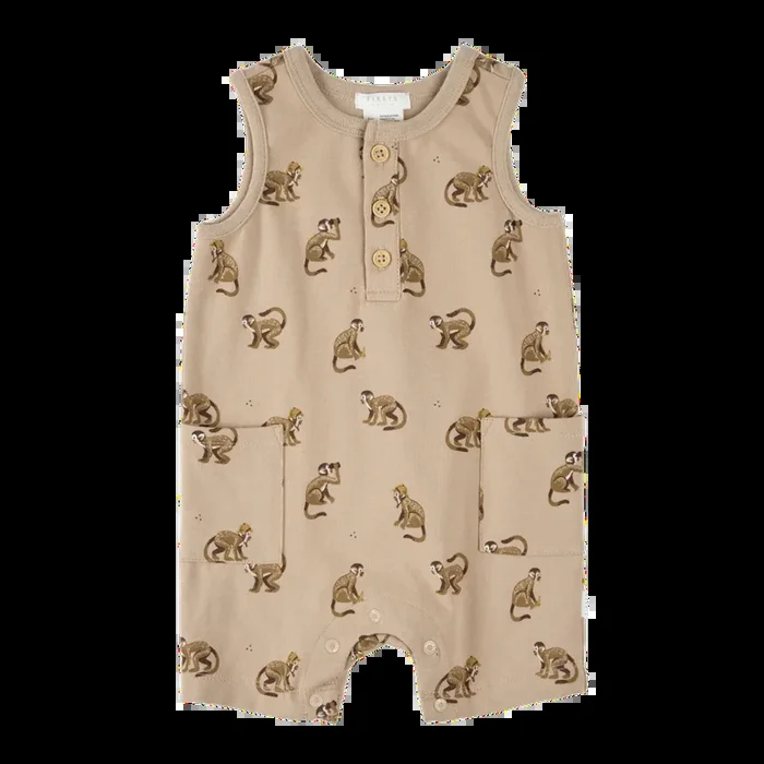 FIRSTS Monkey Print Sleeveless Romper