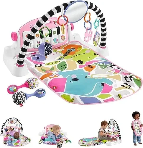 Fisher-Price Baby Gift Set Glow and Grow Kick & Play Piano Gym Pink Playmat