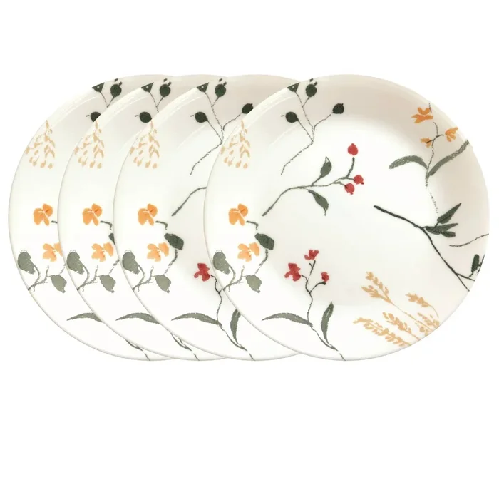 Floral Round Lunch Plates – Service for 4