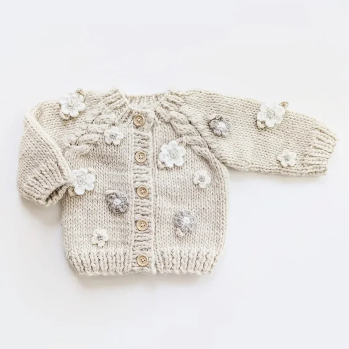 Flower Cardigan Sweater – Natural