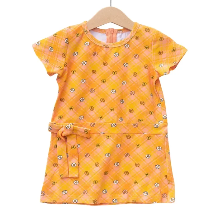 Flower Power Plaid Mod Dress For Baby And Toddler Girls