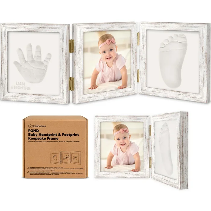 Fond Hand & Footprint Keepsake Frame (Vintage White)