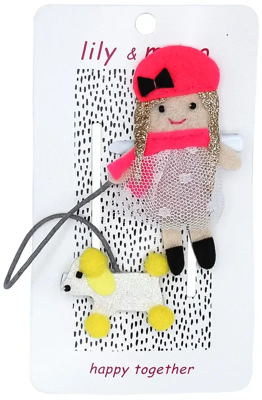 French Gal & Poodle Pal Hair Clips- Yellow And Bright Melon