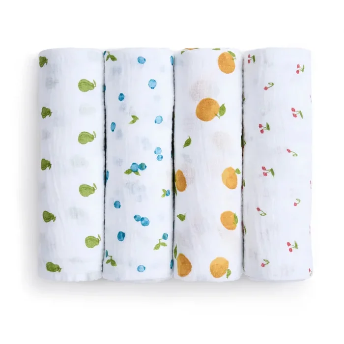 Fresh Fruit Organic 4-Pack Muslin Swaddles