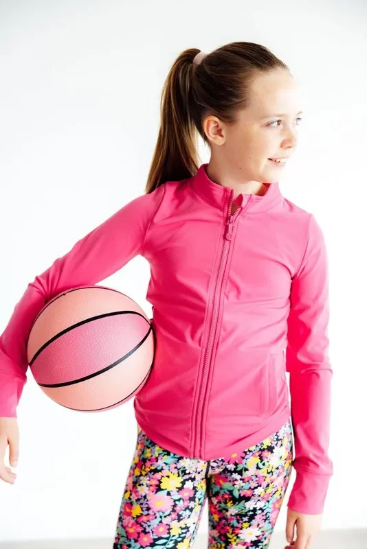 Fuchsia Flash Full-zip Ruffle Active Jacket